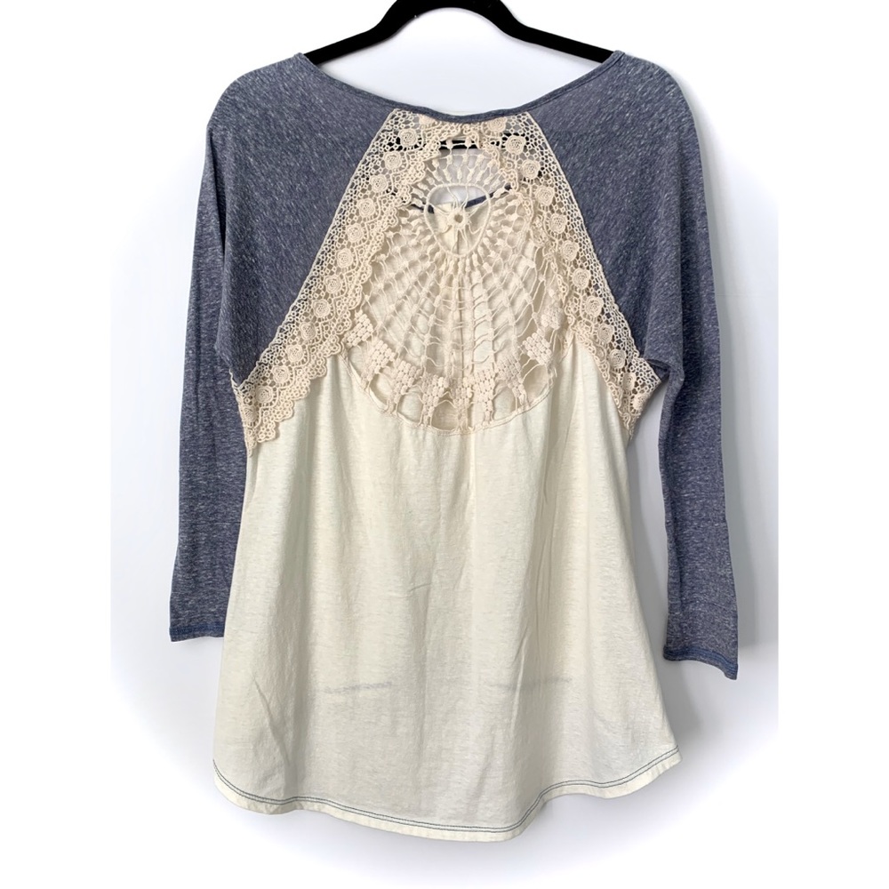 Crochet back henley baseball tee